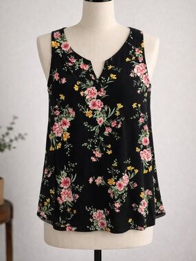 Old Navy Women's Black Floral Tank Top